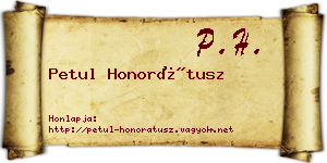 Petul Honorátusz névjegykártya